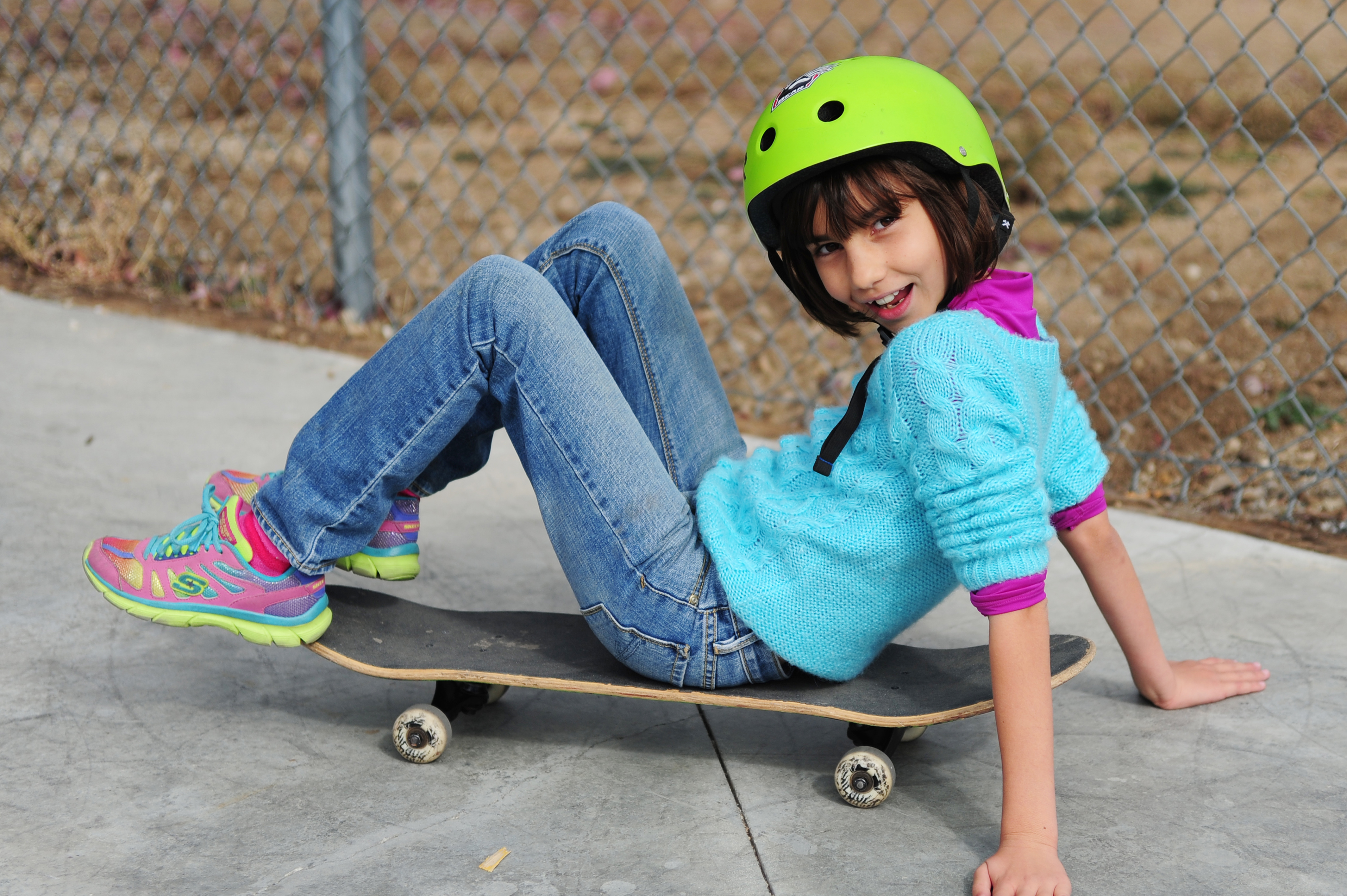 Lili learning to skateboard!