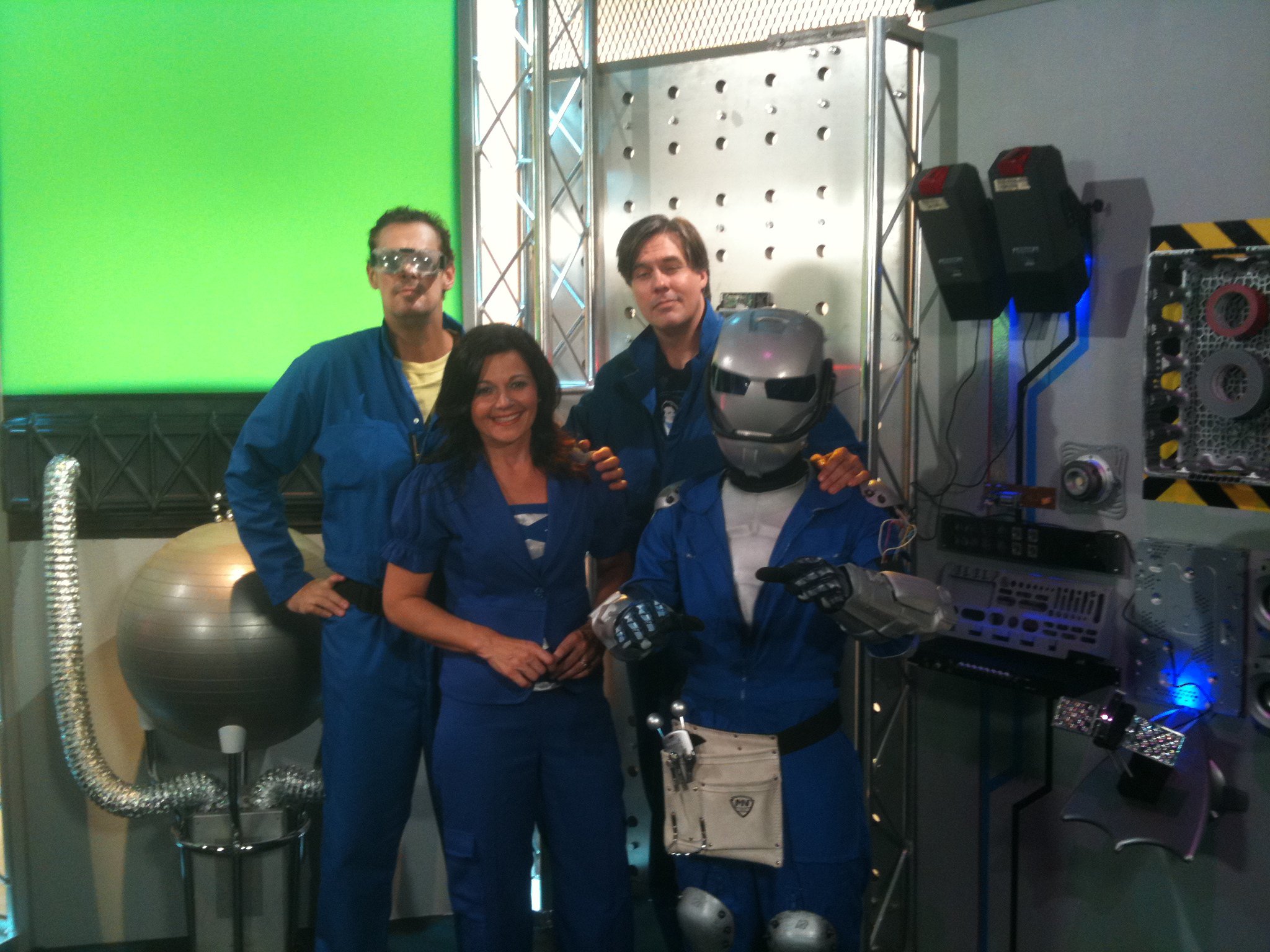 Jeremy Childs, Janet Ivey, Joshua Childs and Andrew Gumm on the set of Janet's Planet.
