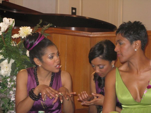 Still of actresses, Parris Franz Fluellen, Onira Tares and Terri J. Vaughn on set for 'This Time' film