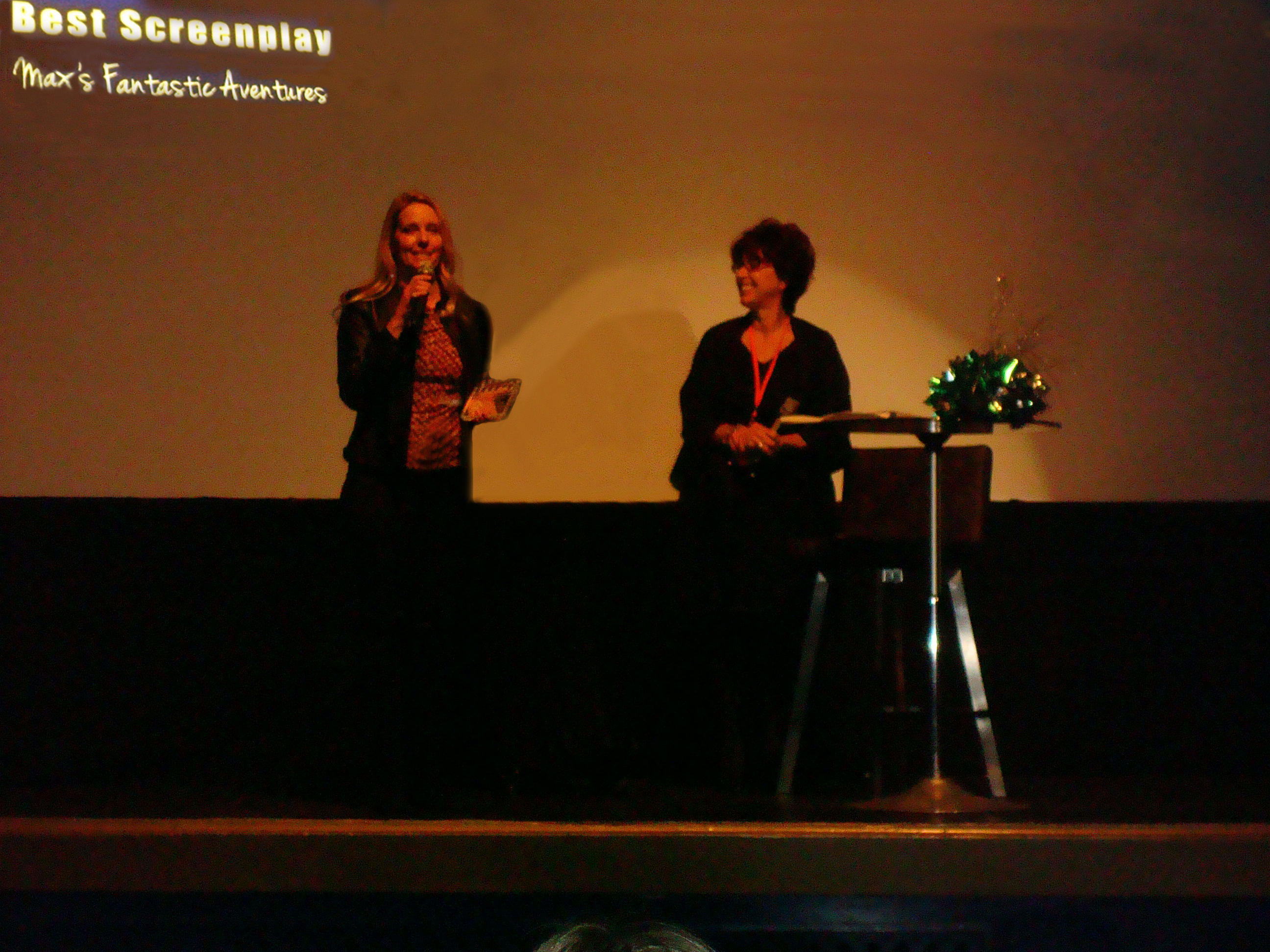 Producer, Linda Kruse accepting the SLATE Award for Best Screenplay for 