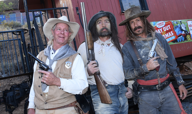 With fellow cast members of The Virginia City Outlaws show, 2015 season (L to R, Monte James, Jack Waggon, Greg Grant).
