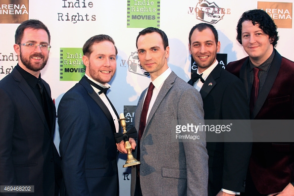 Composer Johnathan Amandary, Actor Nigel Thomas, Actor Andrew Fitch, Screenwriter Andreas Forgacs W, Director/Screenwriter Chris Presswell attend 'Candlestick' Los Angeles Premiere at Arena Cinema Hollywood on April 11, 2015 in Hollywood, California.