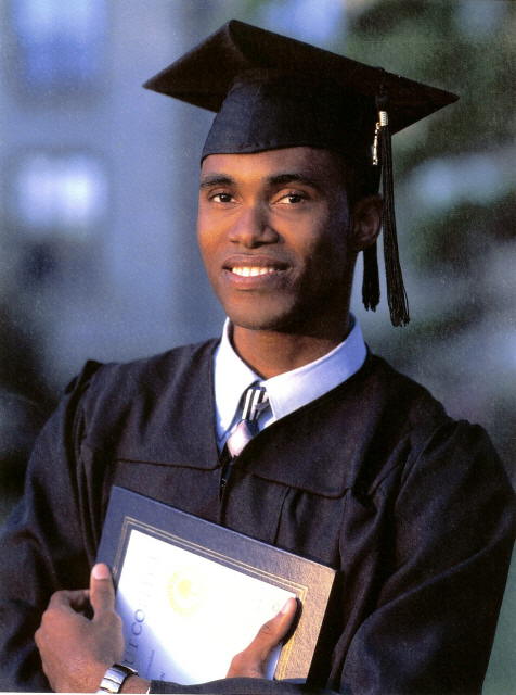 Photo taken following graduation from Connecticut College in New London, Connecticut.