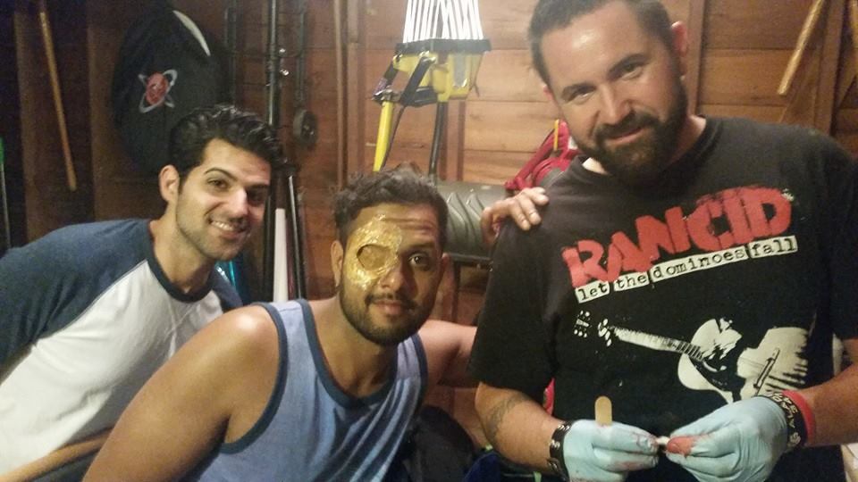 On set of The Boonies while actor Ryan D'Silva (Rami) gets special effects make up done by Nick Goodwin