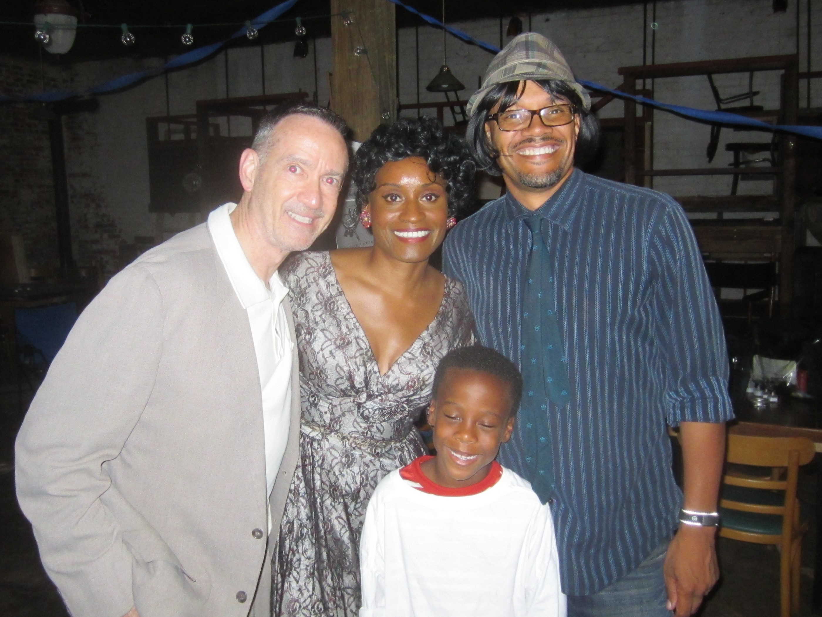 White Water film set with director Rusty Cundieff (hat), Pat Brown and Amari O'Neil.