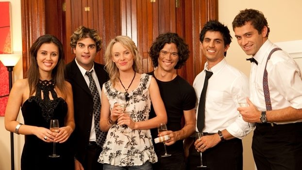 Emma Leonard, Luke Arnold, Roger Sciberras, Clayton Moss, Catherine Farrah and Steve Maresca in Dealing with Destiny (2011)