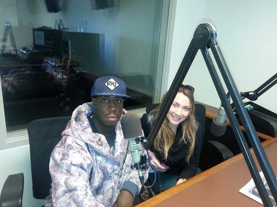 Caitlyn Fletcher and I doing a radio interview for the premiere of Jersey Devil.