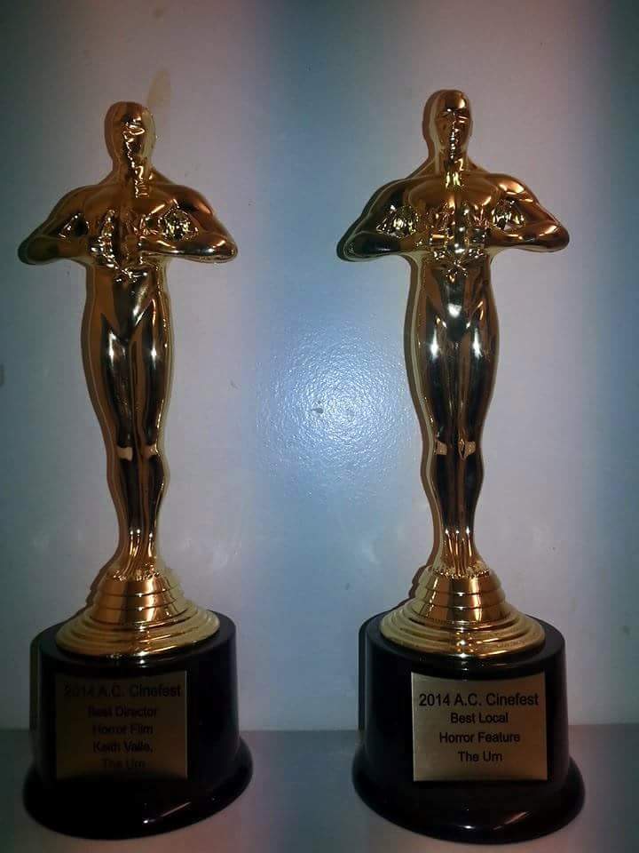The two awards I received at the 2014 Cinesfest for The Urn. Best Horror Feature and Best Director.