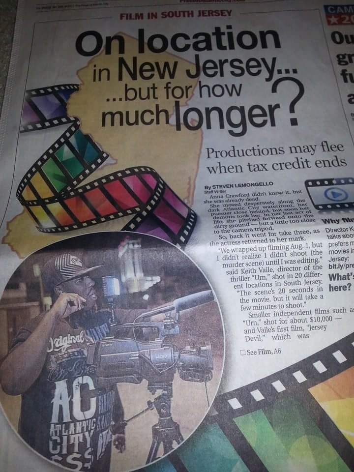 The second time being on the front page of the Atlantic City Press during the filming of The Urn.