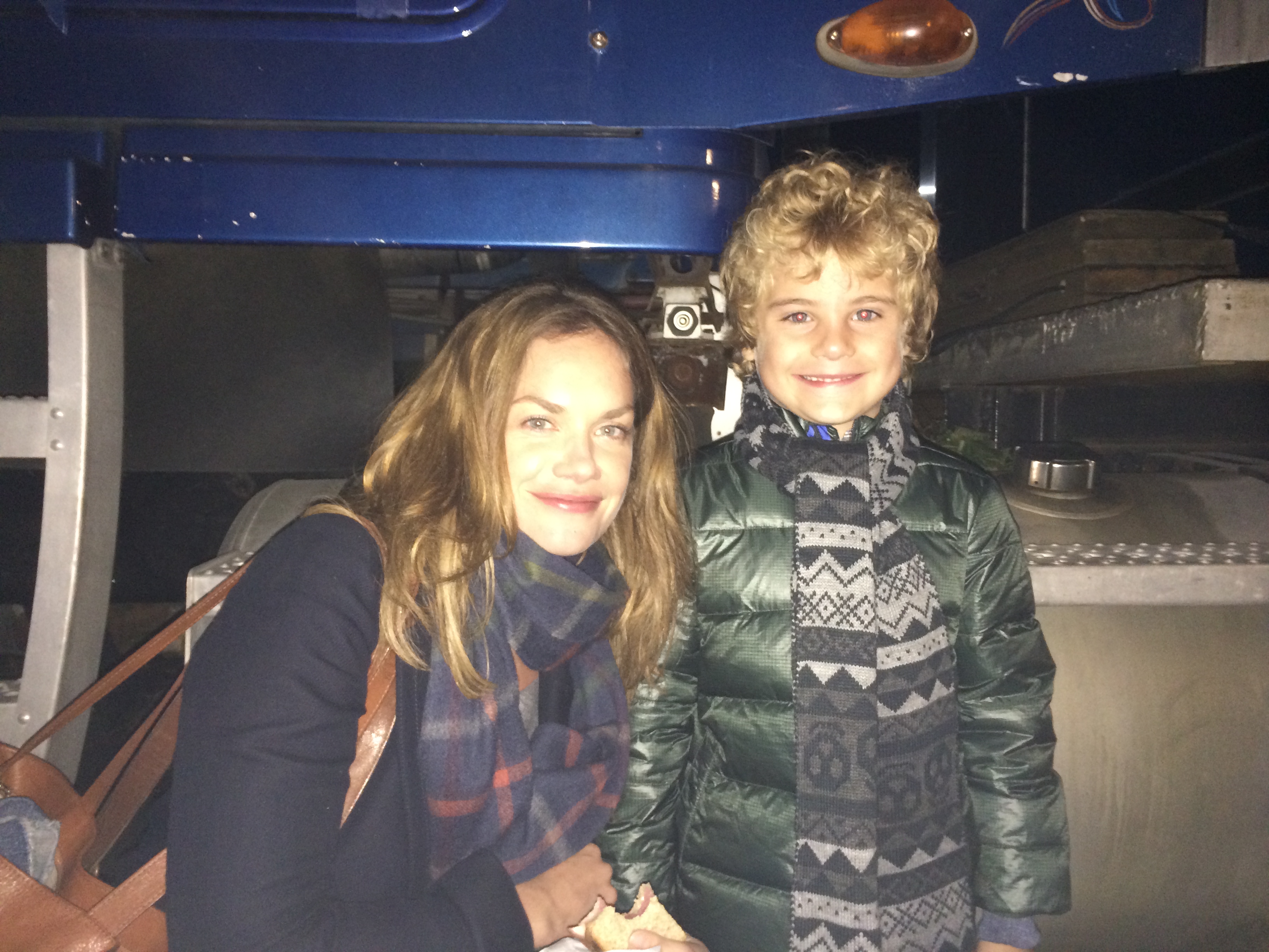 Avey with Ruth Wilson on the set of THE AFFAIR.