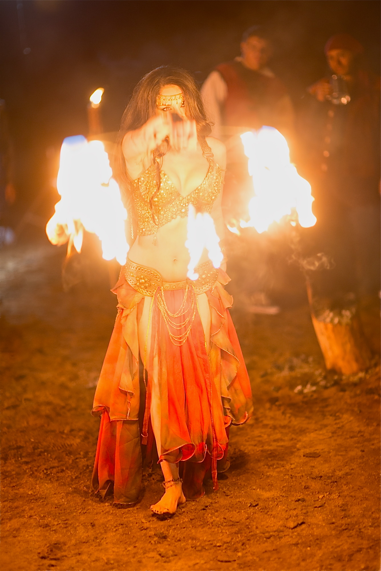 Saye Yabandeh as SHOLEH Fire dancing in the film directed by: Saye Yabandeh