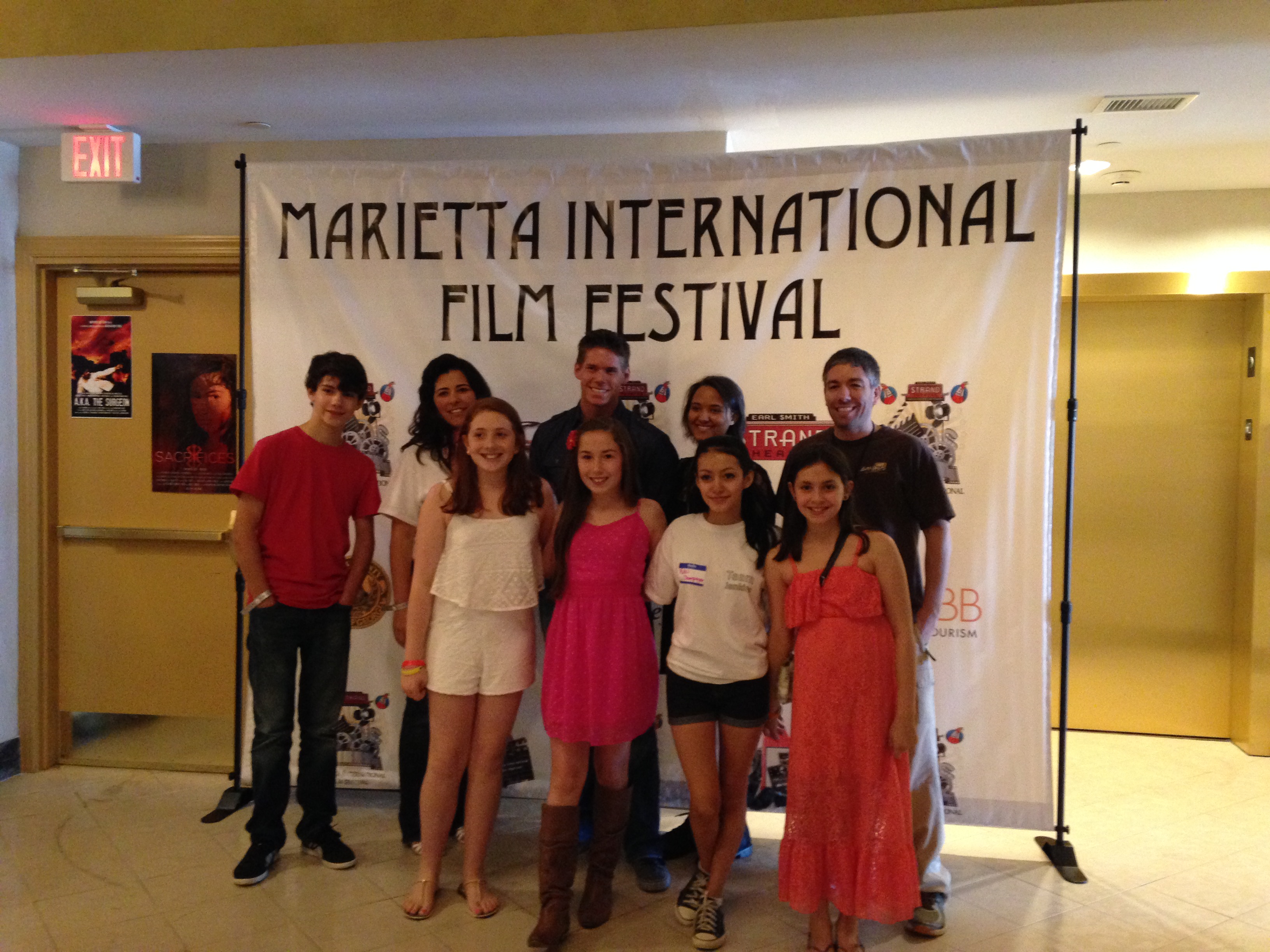 Group picture with the cast and director of 'Sacrifices' at the Marietta International Film Festival 2015.