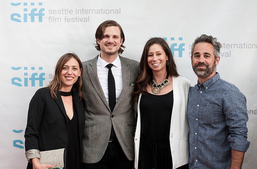 Marq Evans and editor Jeff Gilbert with their wives at The Glamour & The Squalor world premiere.