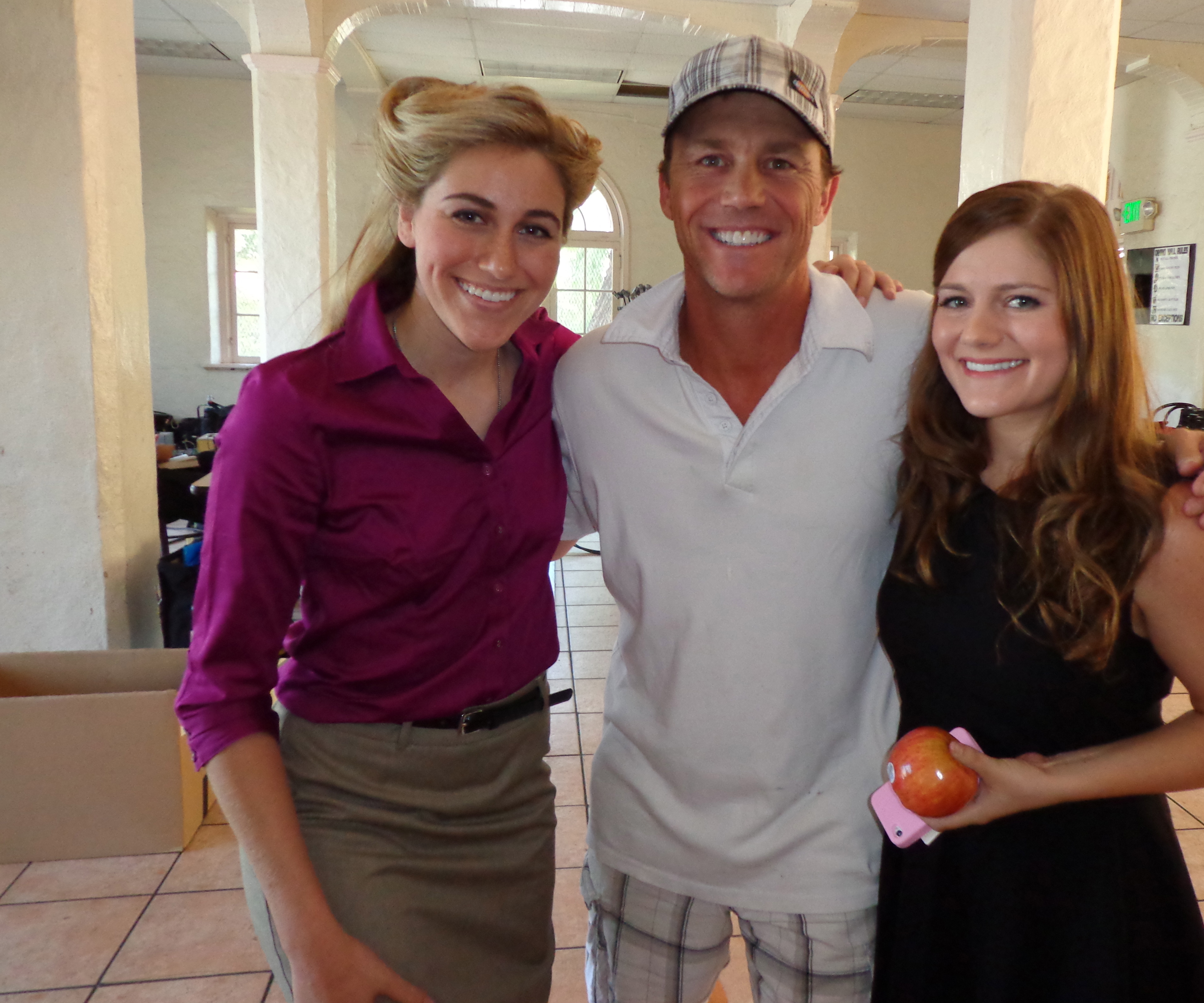 Brian Krause and Kate St. Clair on the set of The Studio Club