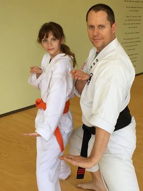 Brooke after Karate Belt Testing at Pacific Martial Arts in Los Angeles with Mr. Knight