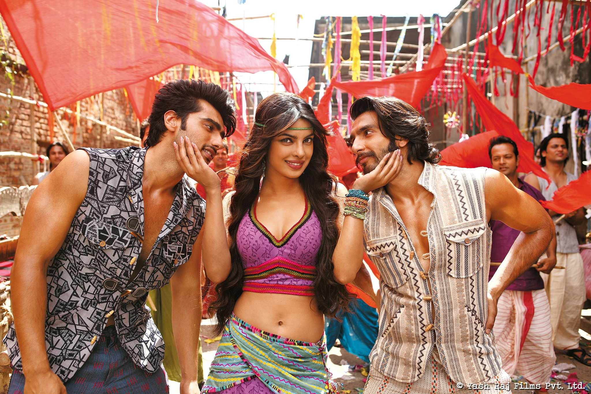 Still of Priyanka Chopra, Arjun Kapoor and Ranveer Singh in Gunday (2014)