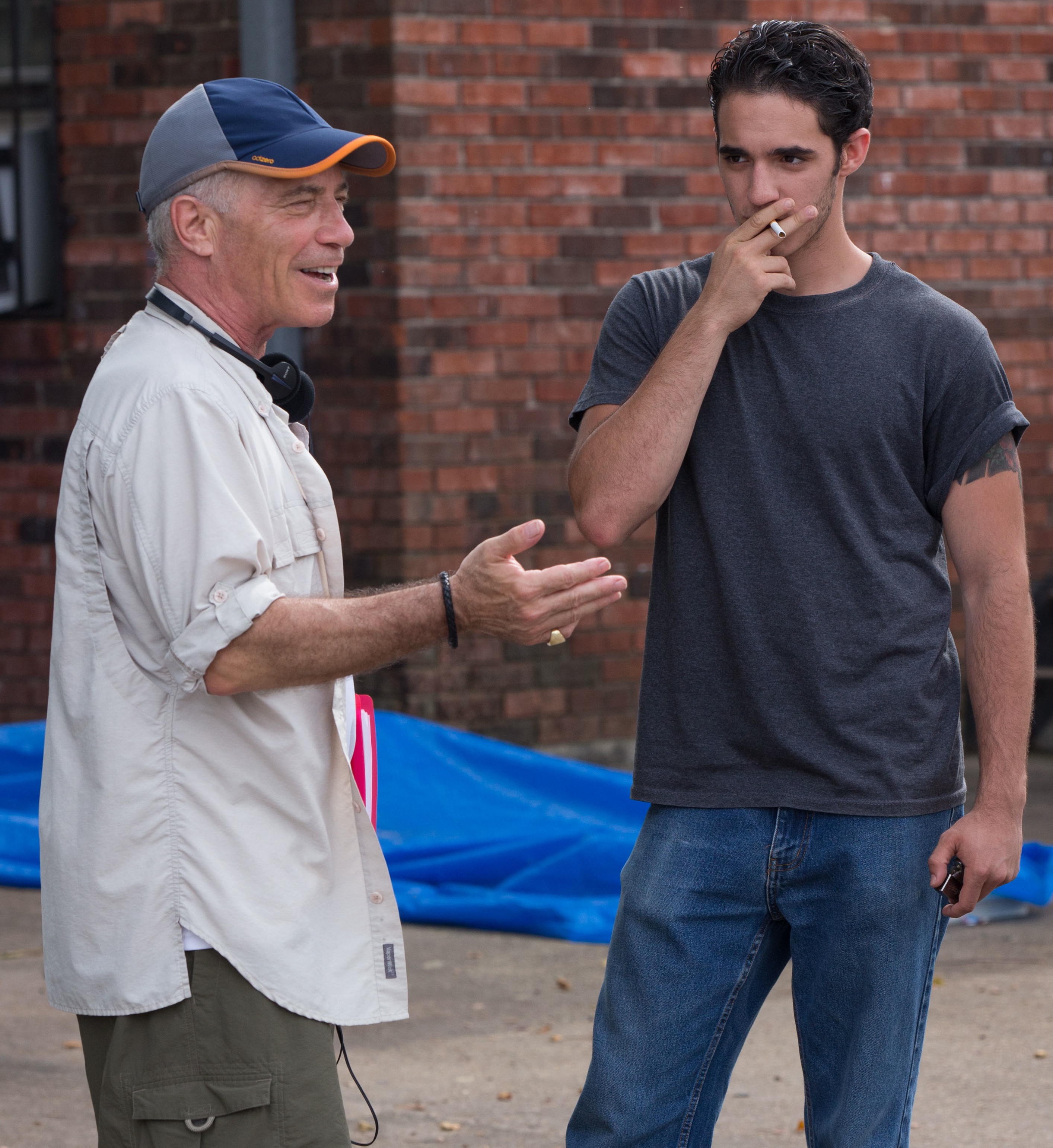 Mario Temes being directed by Herschel Weingrod on the set of the award-winning short 