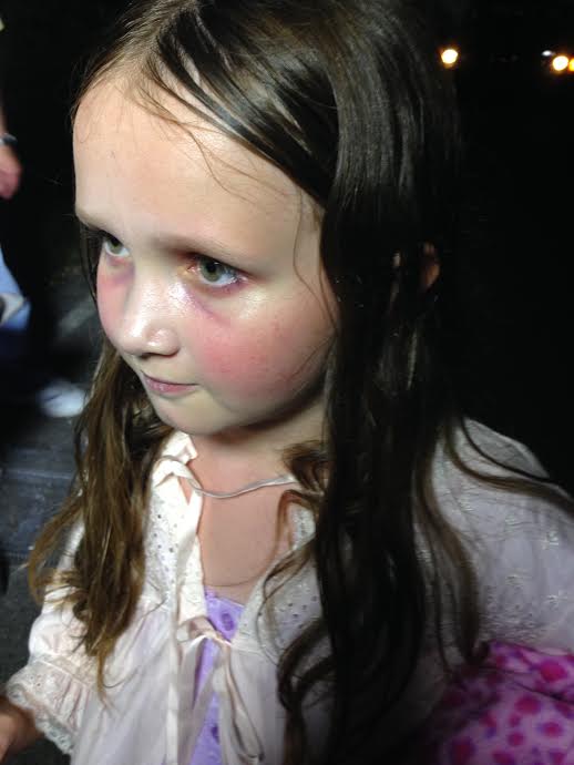 Rowan Titus, as a sick little girl, on the set of American Super/Natural, Maine's Ghost of Catherine's Hill