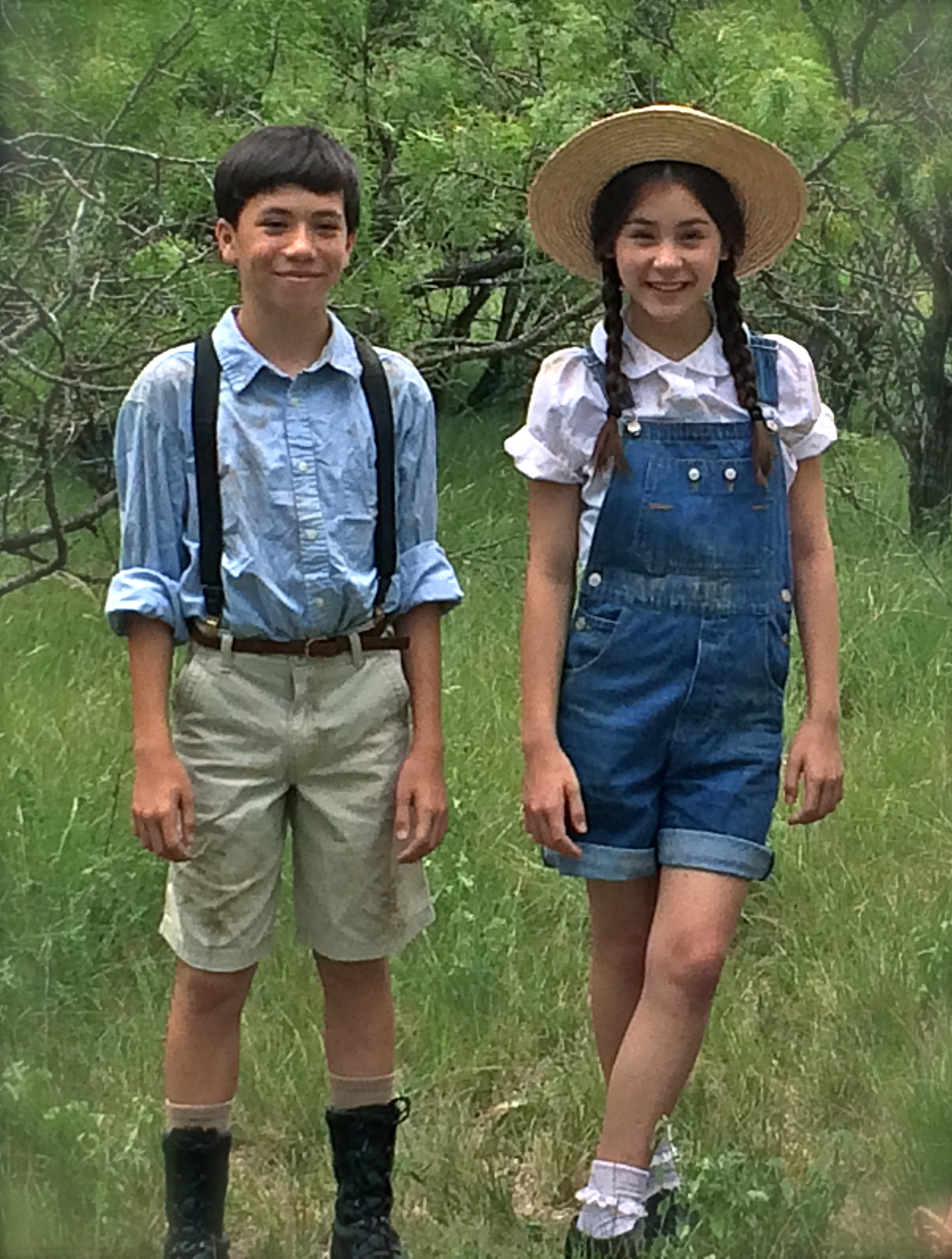 Jack with his twin sister Claire on the set of 