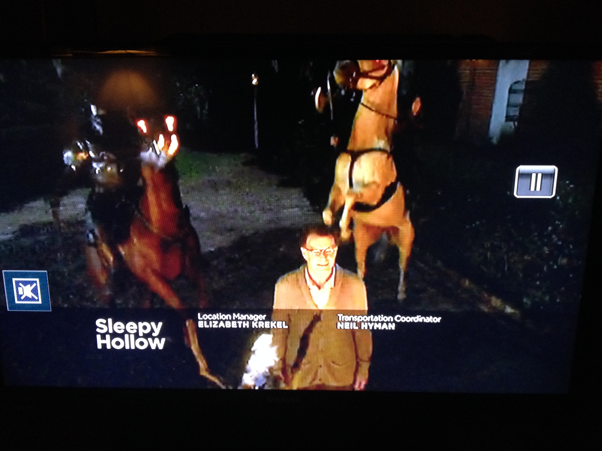 Ed riding as War on red horse left in Sleepy Hollow Season 2 episode 10