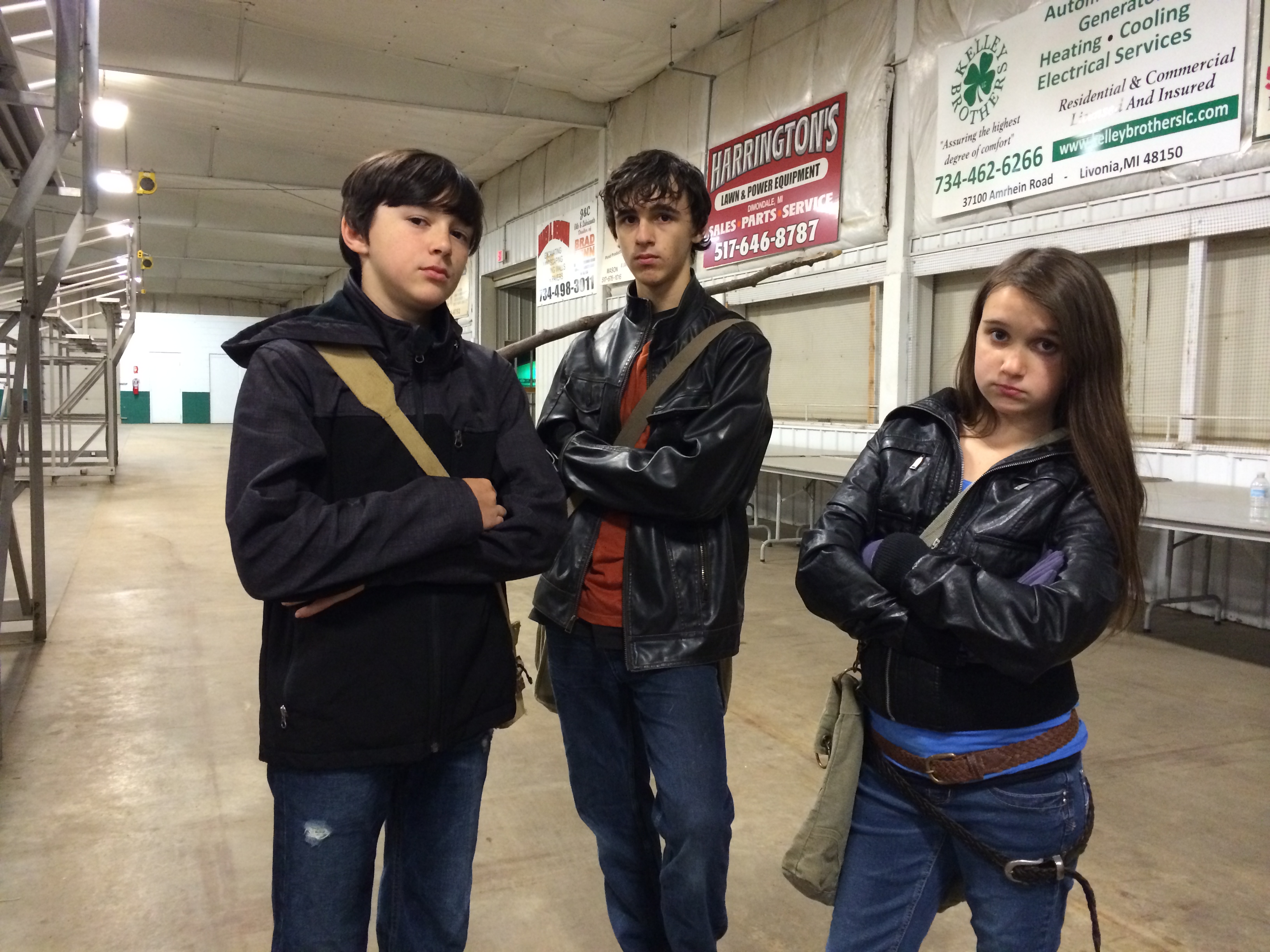 After making it to safety, these three siblings get cleaned up and ready to protect on Necroland. From left to right, Joseph, Jacob and Julia Kate Ouellette