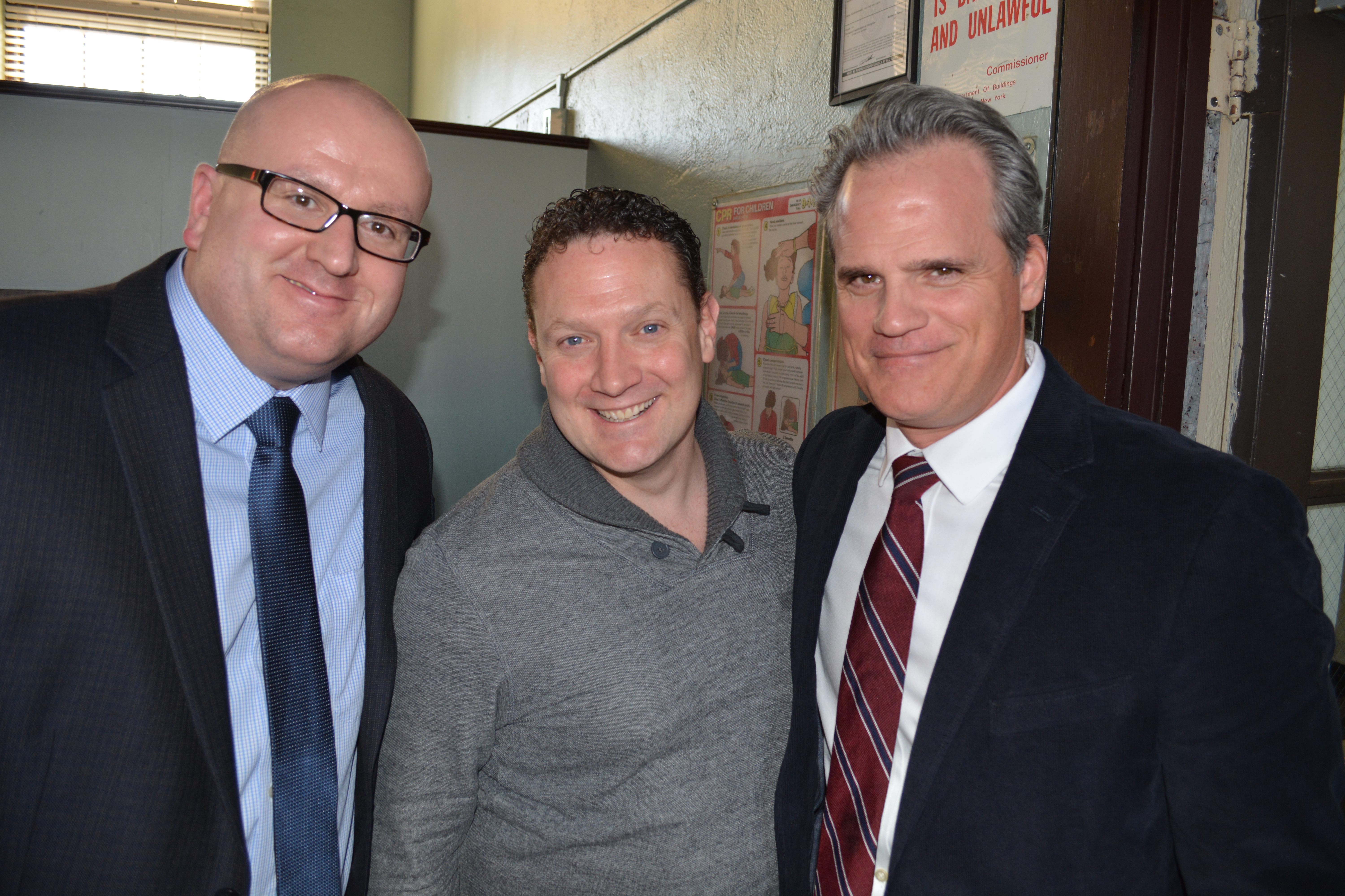 Actor Christopher Keogh, Producer Dan Ladner, and two time Emmy Award winner Michael Park on the set of 