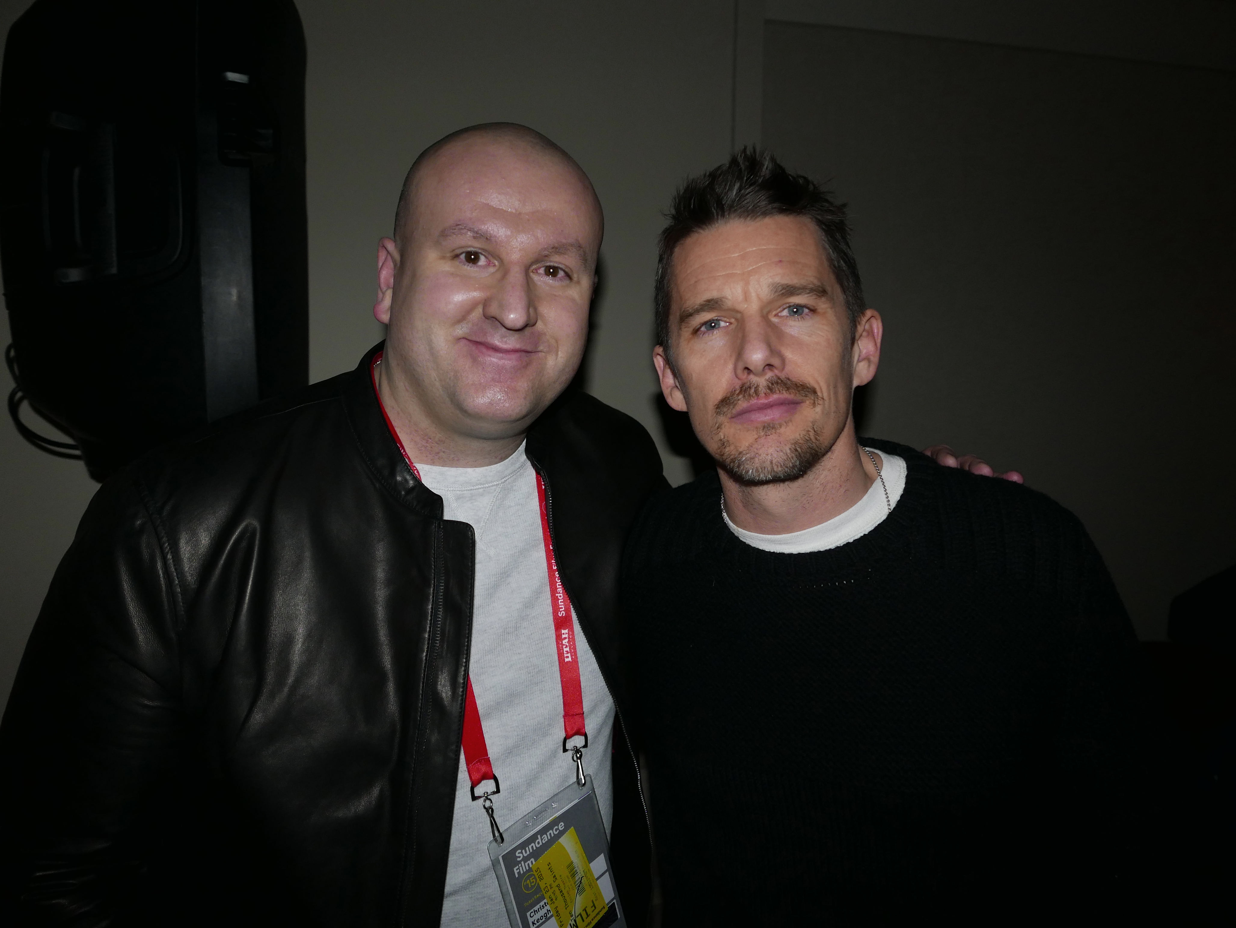 Associate Producer Christopher Keogh with Ten Thousand Saints star Ethan Hawke at the film premiere after party in Park City, Utah.