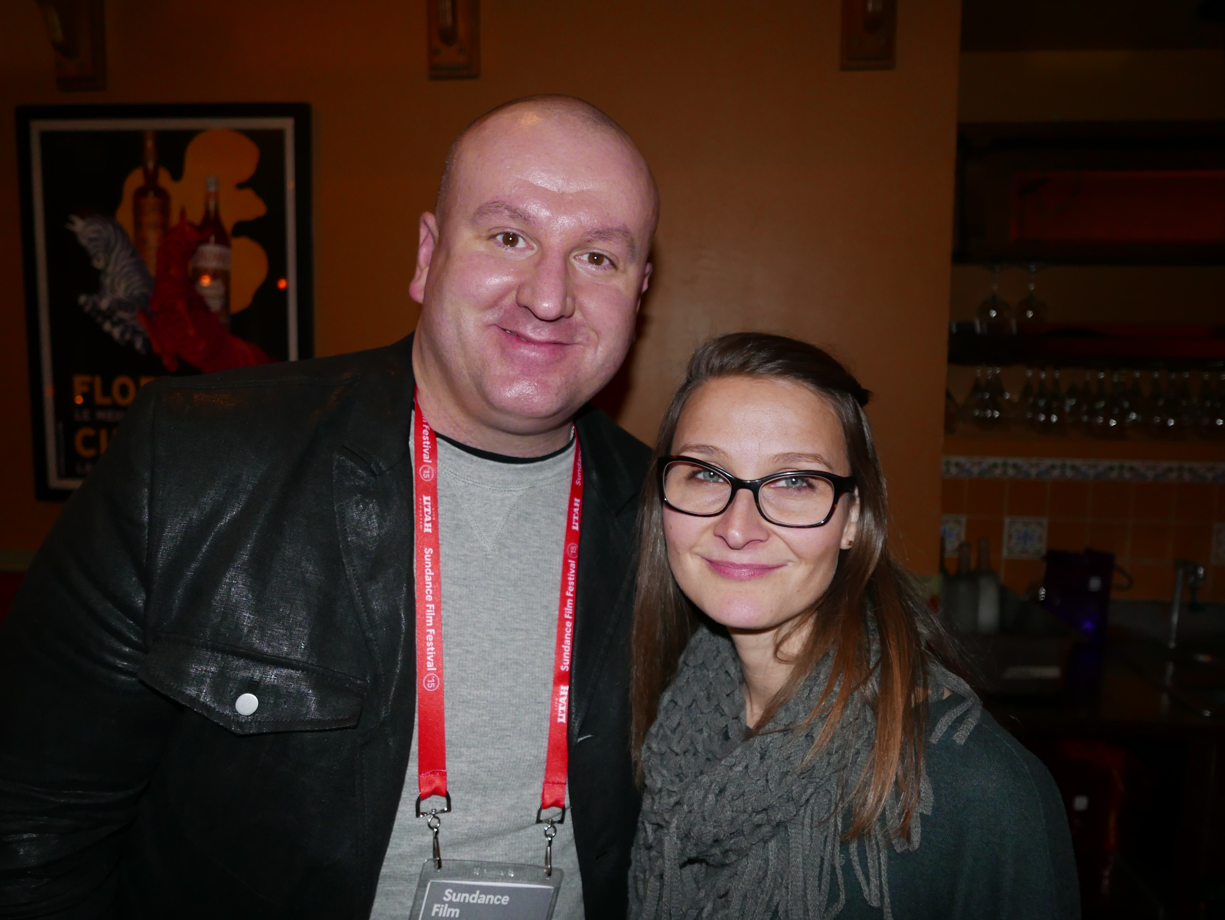 Christopher Keogh with Ten Thousand Saints author Eleanor Henderson at Cisero's Restaurant in Park City, Utah. Sundance Film Festival, 2015.