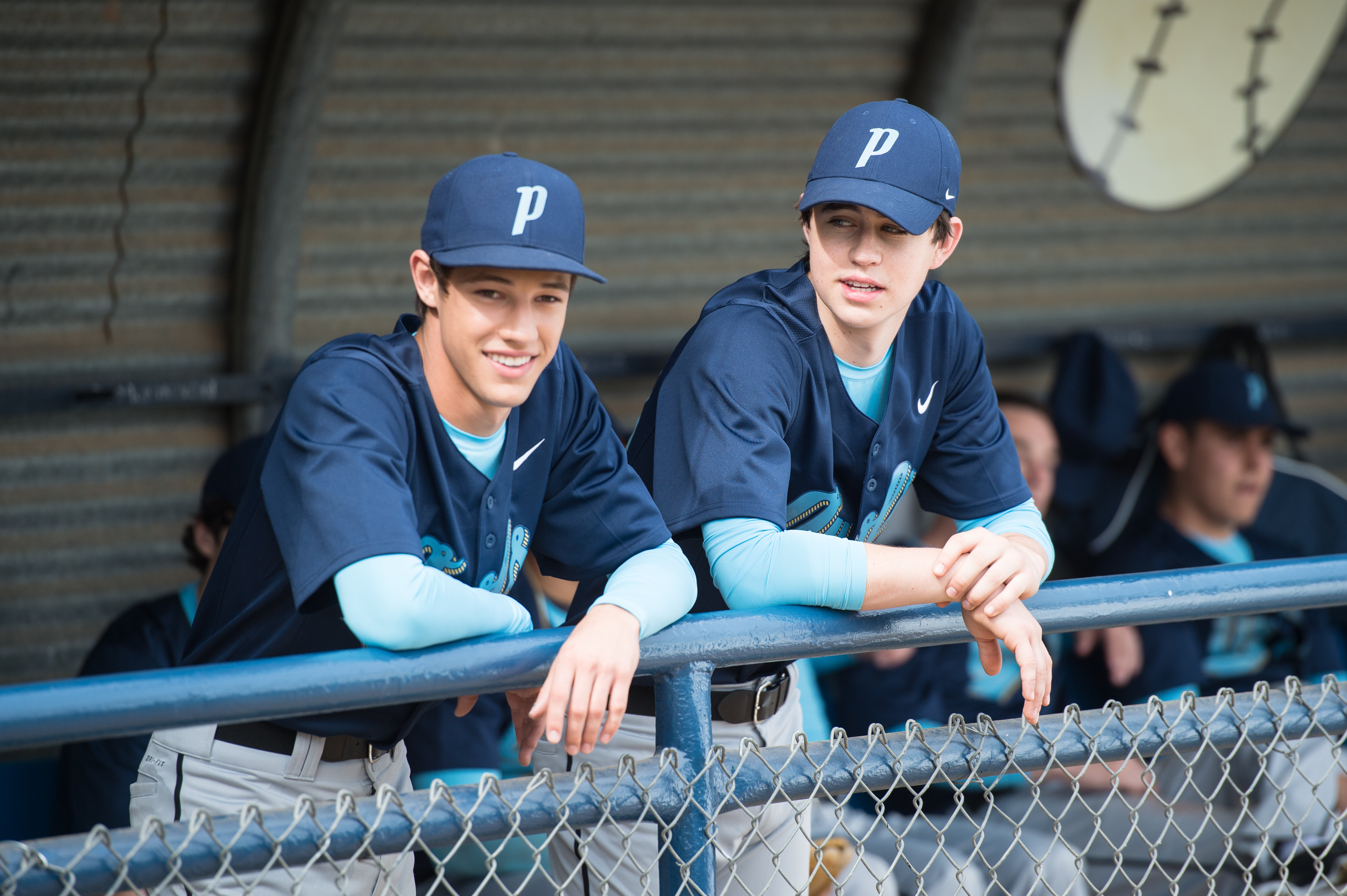 Frankie (Cameron Dallas) and Jack (Nash Grier) in the Owls dugout.