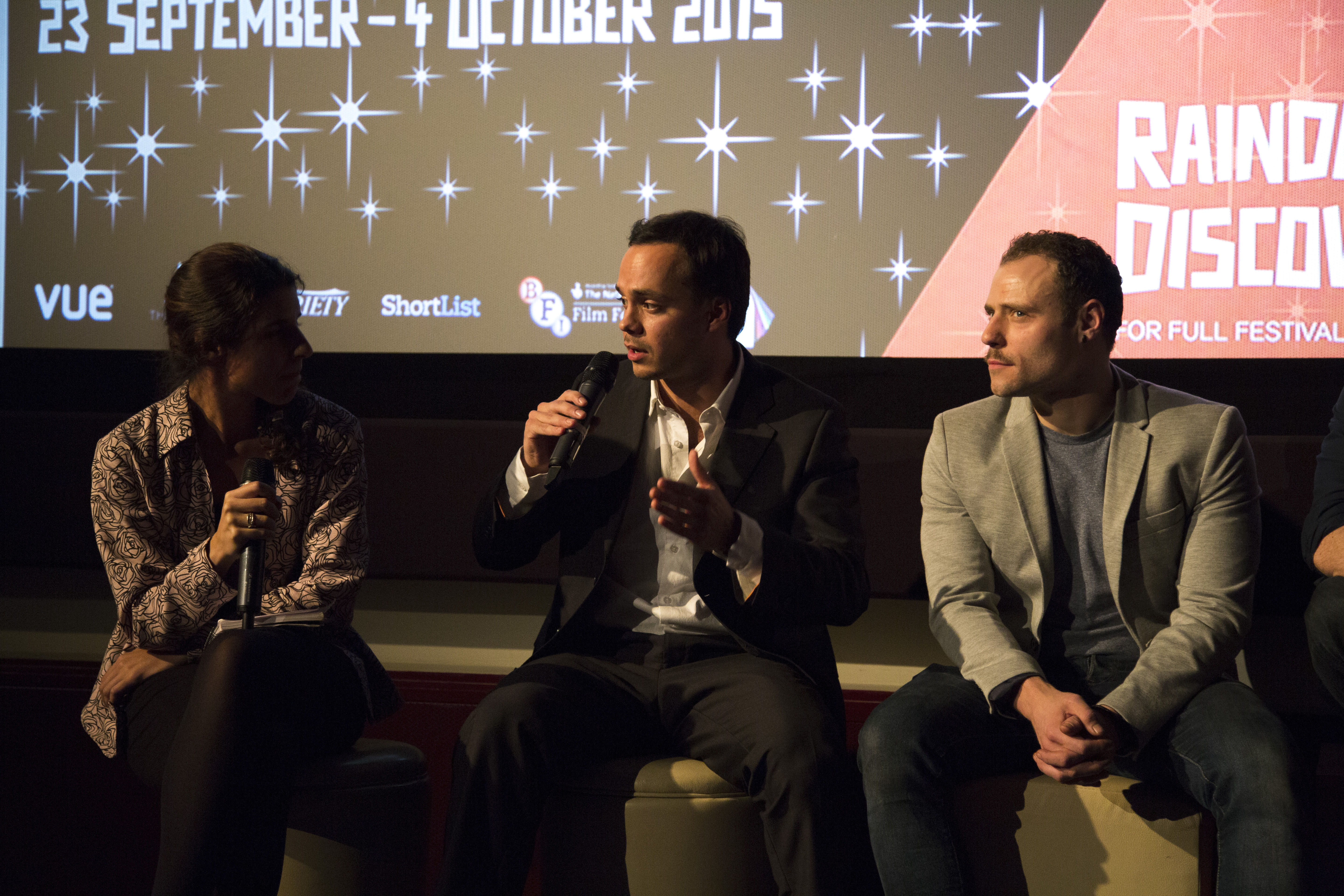 Director Oliver Nias at Raindance Film Festival Q&A with Actor Sam Donnelly.