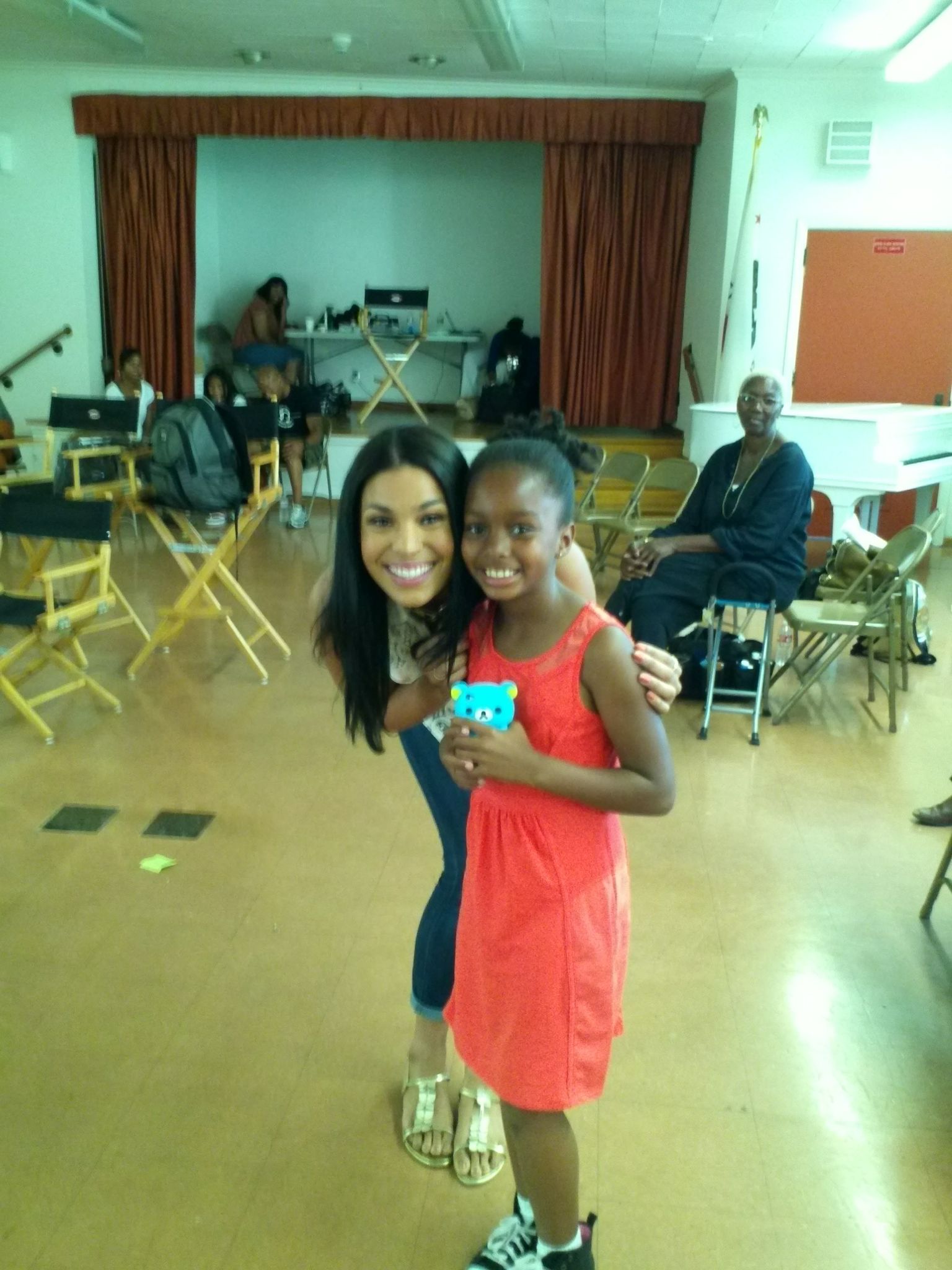 Daniele on set of Wells Fargo Kinsey Untold Stories with Jordin Sparks.