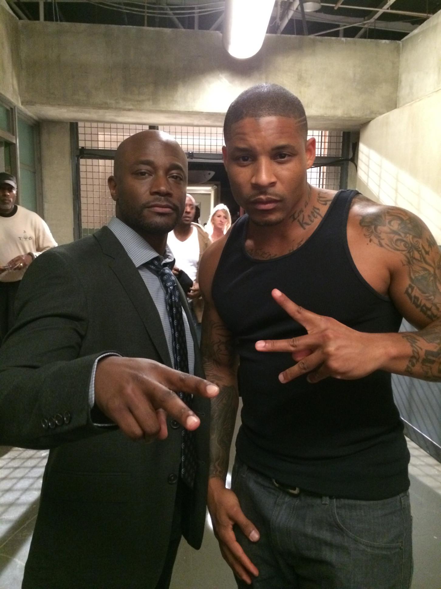 Me & Taye Diggs on the set of Murder in the First.
