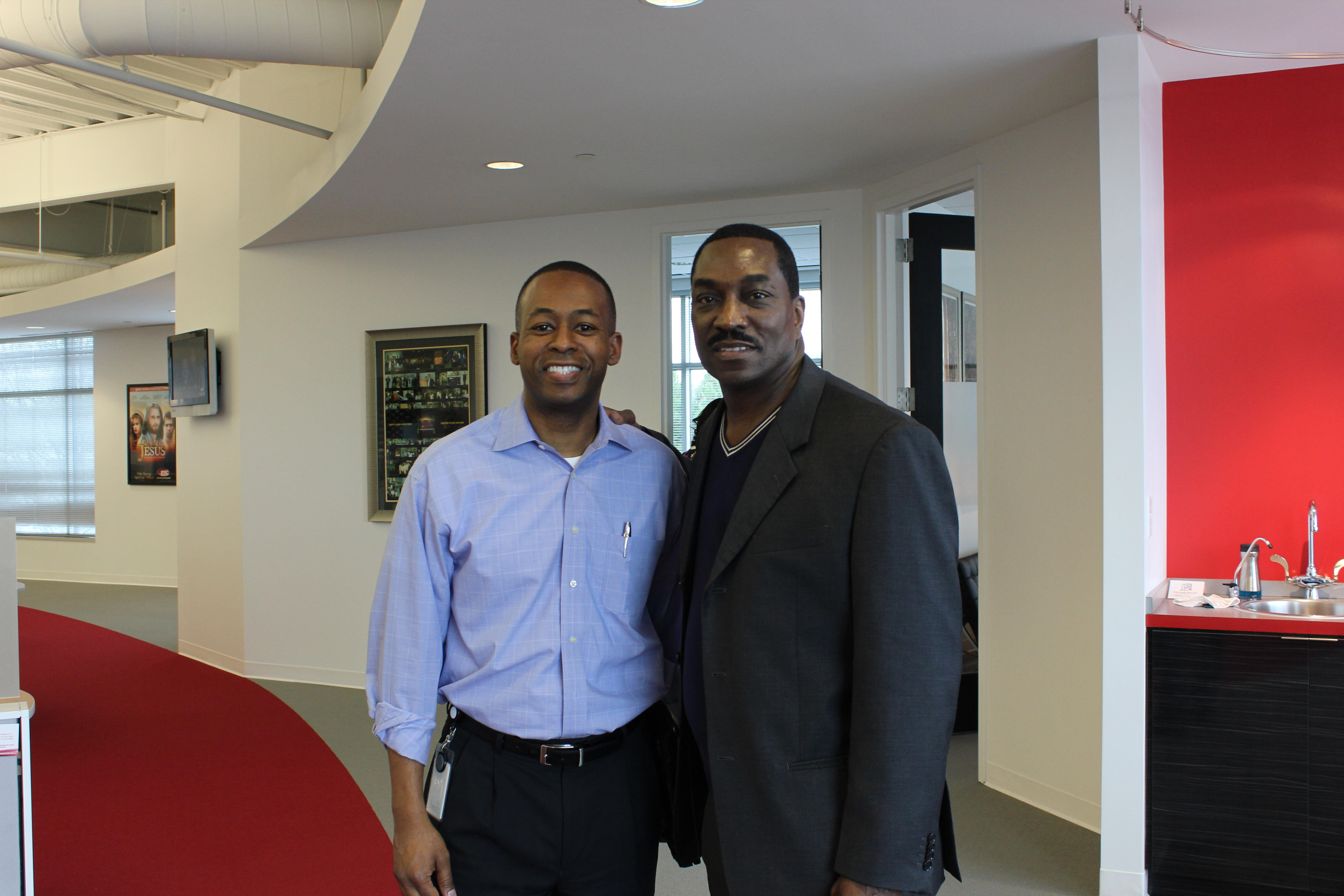 Corey A. Prince with Clifton Powell at UPtv Offices.