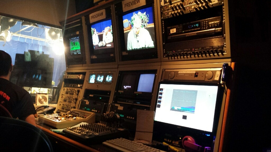 On set Comcast Cable Channel 8. Control room during taping of live show 