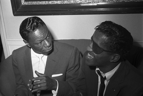 Nat 'King' Cole and Sammy Davis Jr. at a party