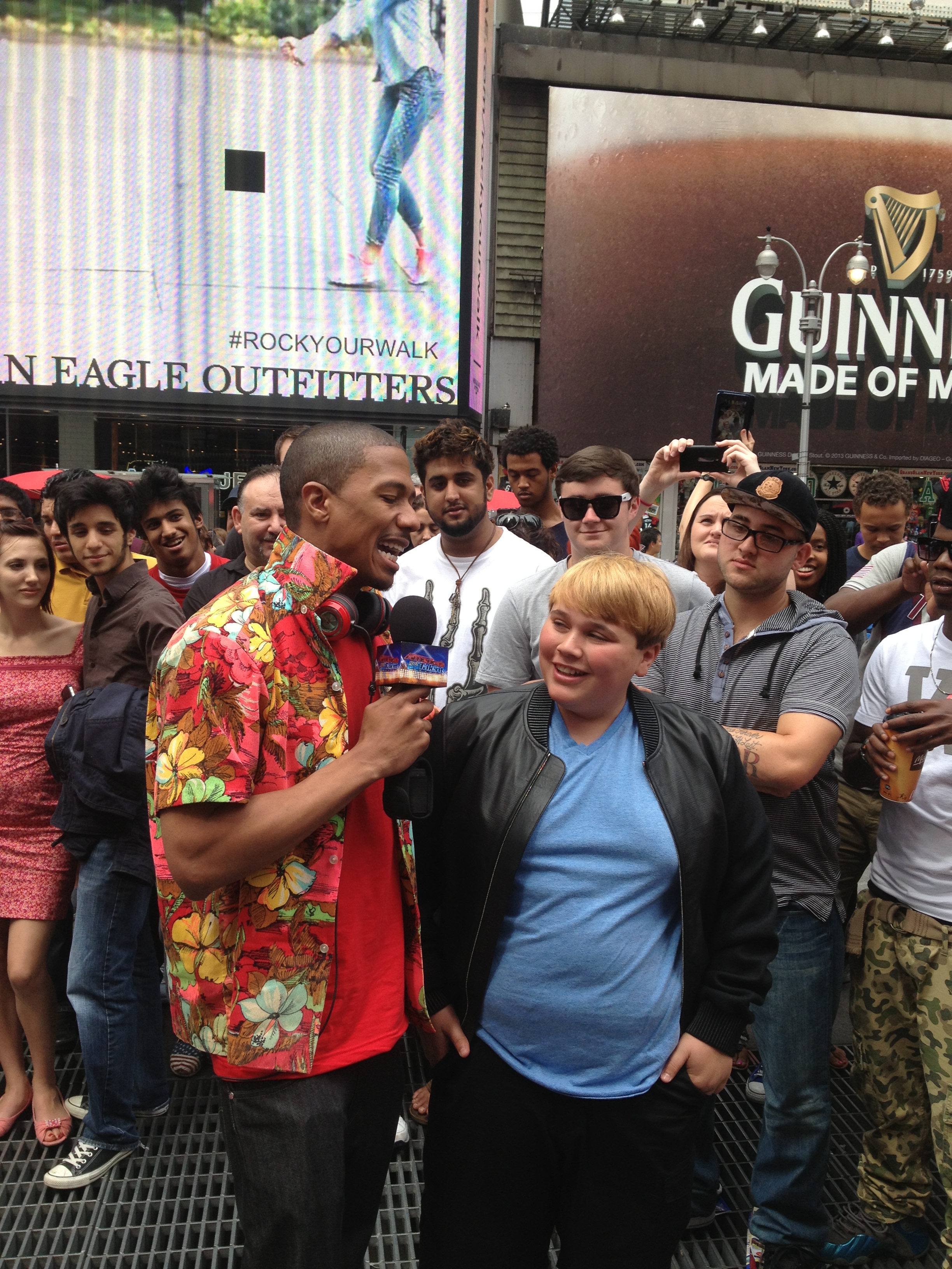 with Nick Cannon filming for America's Got Talent - Times Square June,2013
