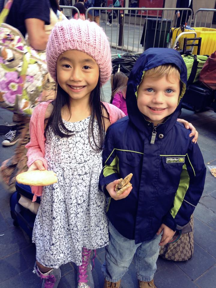 Ryan on set with friend Ava at the Sunny Side Up Show Sprout PBS