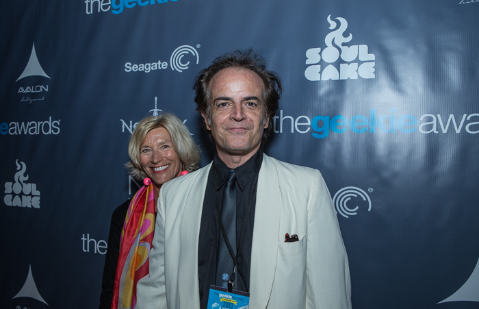 Ken Pisani and wife Amanda arriving at 2013 Geekie Awards blue carpet.