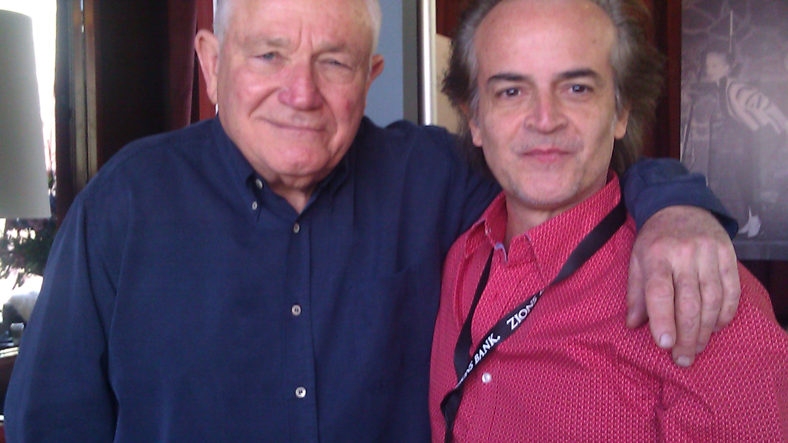 Ken Pisani, High Scribe Script Award finalist, with judge David Seidler (