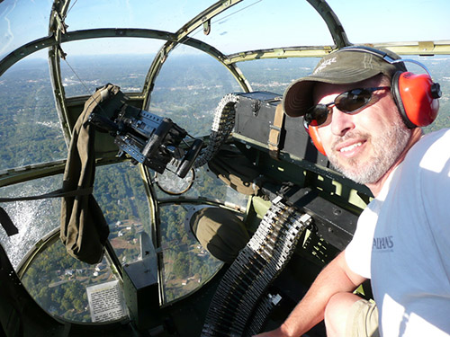 In the nose of a B-25 bomber, where Jake DeShazer sat, key character in 