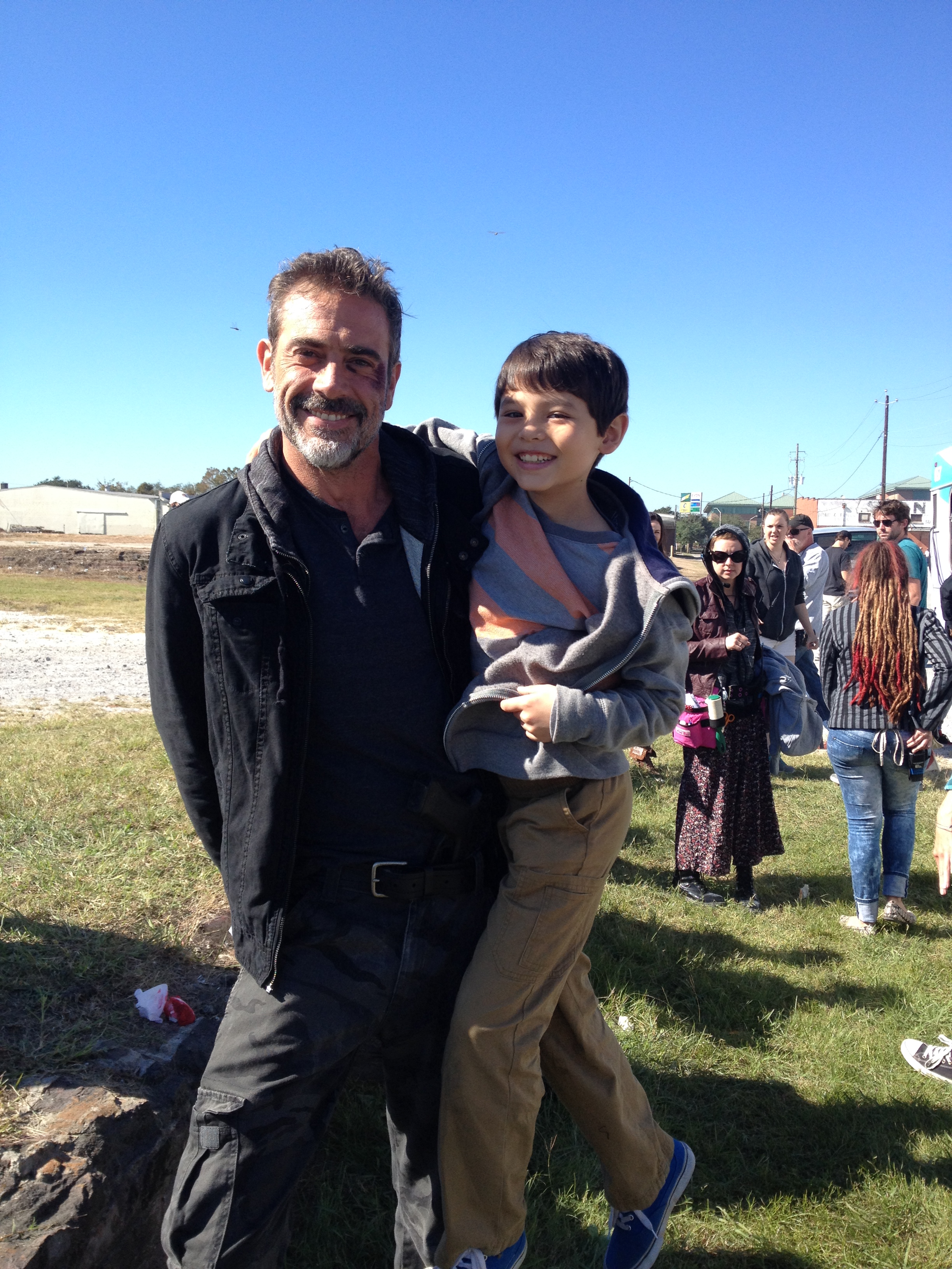 Colin Lawless on the set of Heist with Jeffrey Dean Morgan.