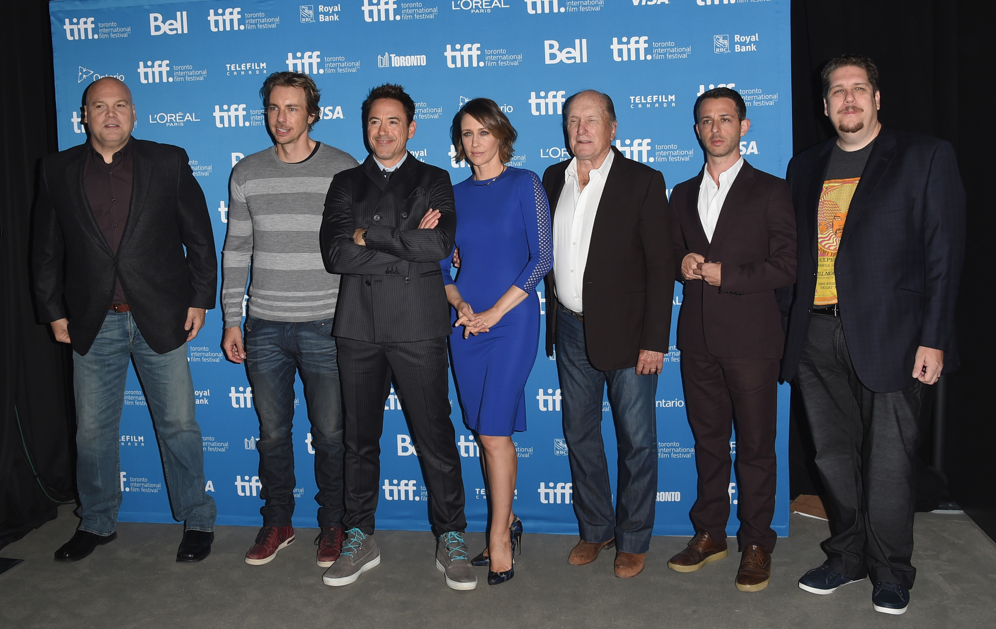 Vincent D'Onofrio, Robert Downey Jr., Robert Duvall, Vera Farmiga, Jeremy Strong, Dax Shepard and David Gambino at event of Teisejas (2014)