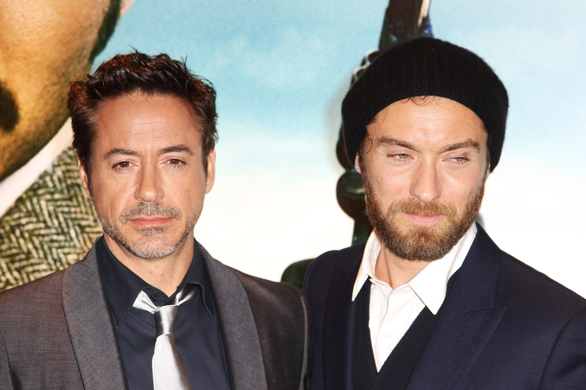 Jude Law and Robert Downey Jr. at event of Serlokas Holmsas: Seseliu zaidimas (2011)