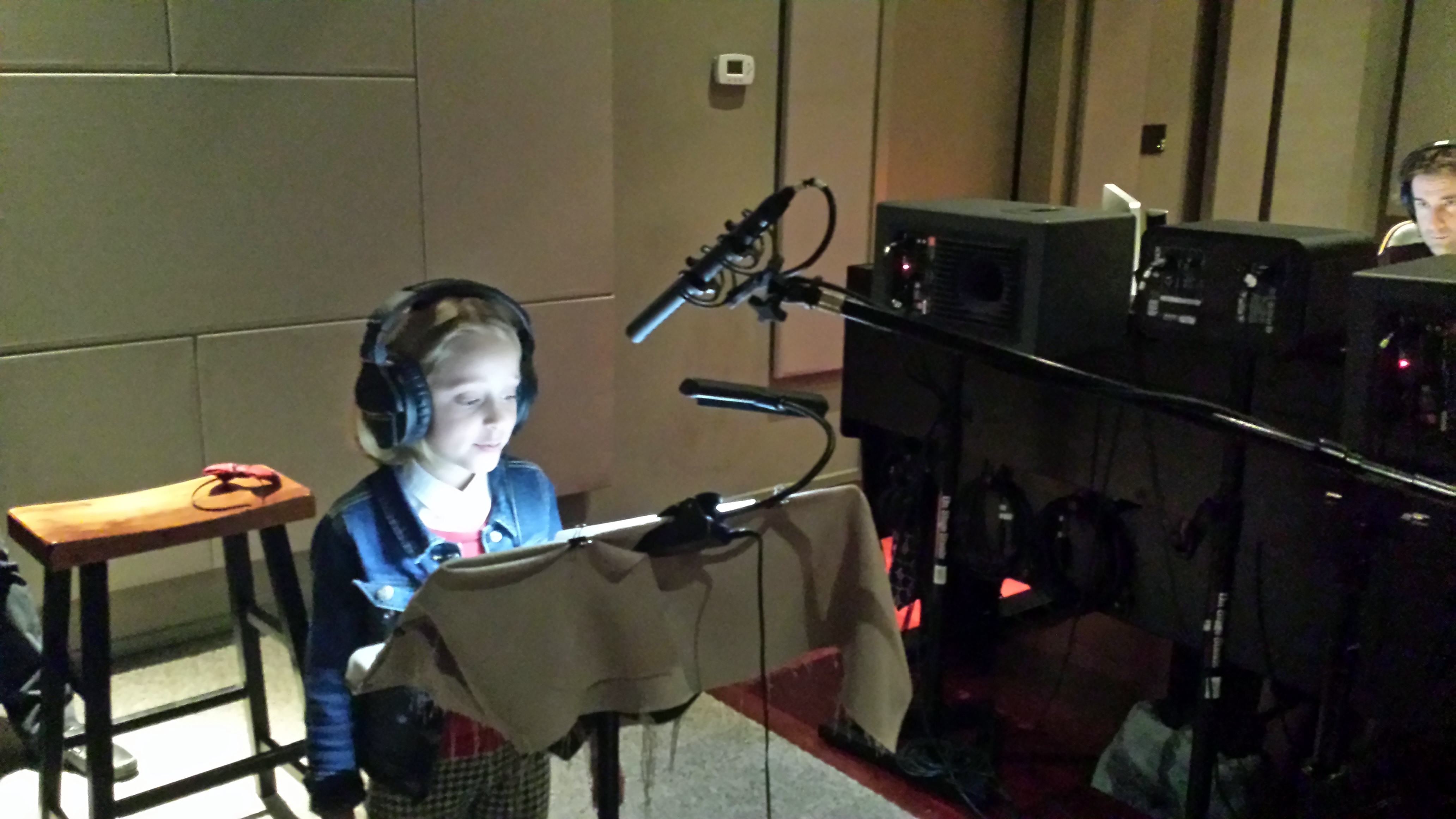 Kaitlyn recording voiceover for 