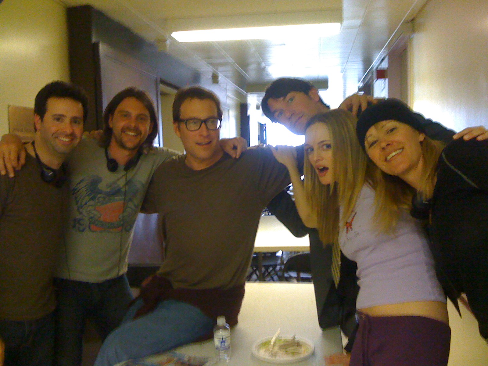 On the set of 'Baby on Board' with director Brian Herzlinger and cast John Corbett, Jerry O'Connell and Heather Graham.