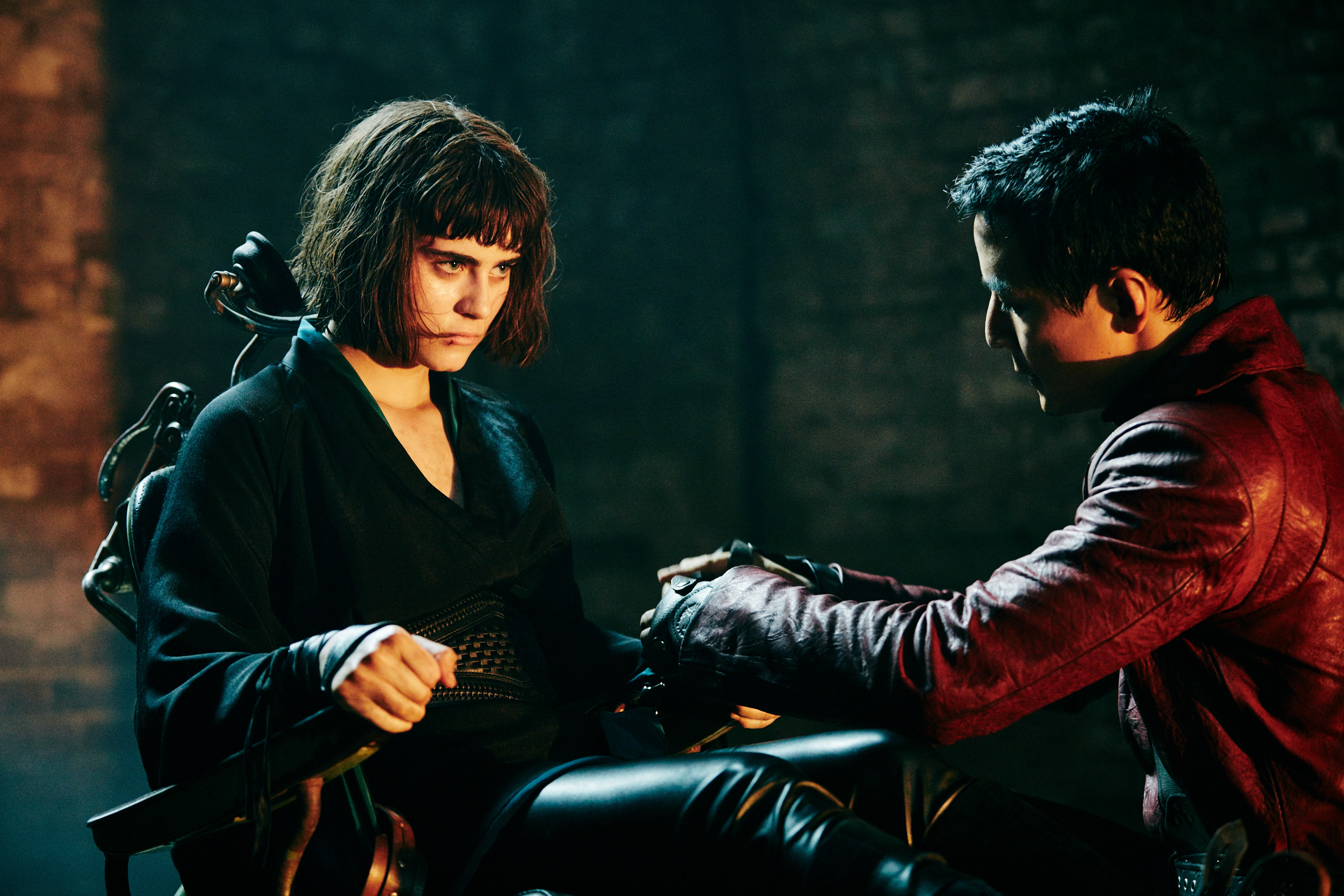 Still of Daniel Wu and Ally Ioannides in Into the Badlands (2015)