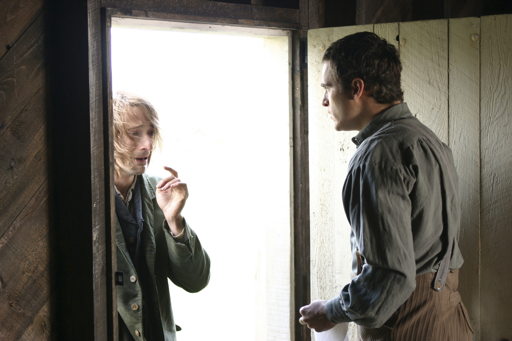 Still of Joaquin Phoenix and Adrien Brody in The Village (2004)