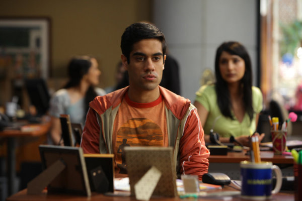 Still of Sacha Dhawan and Rebecca Hazlewood in Outsourced (2010)
