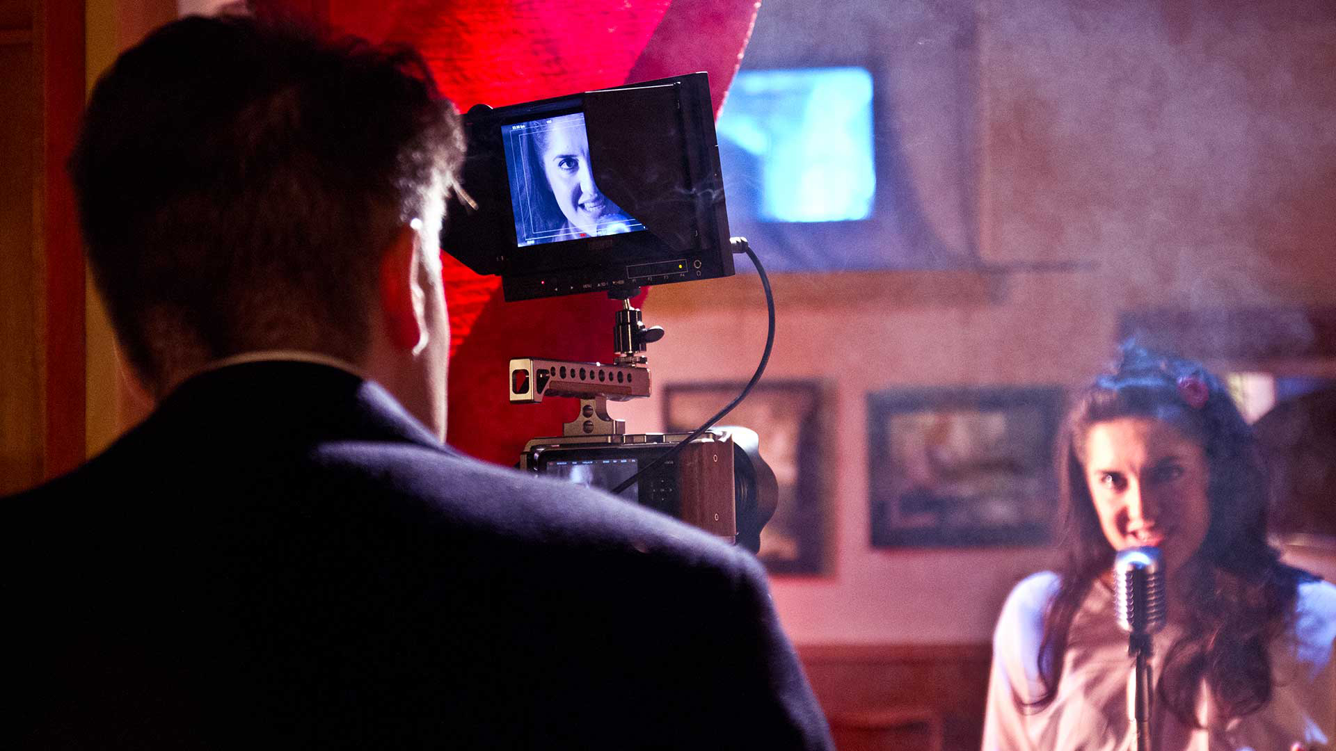 Gian Guido Zurli with Clelia Cicero on the set of DOPPELGÄNGER (2015).