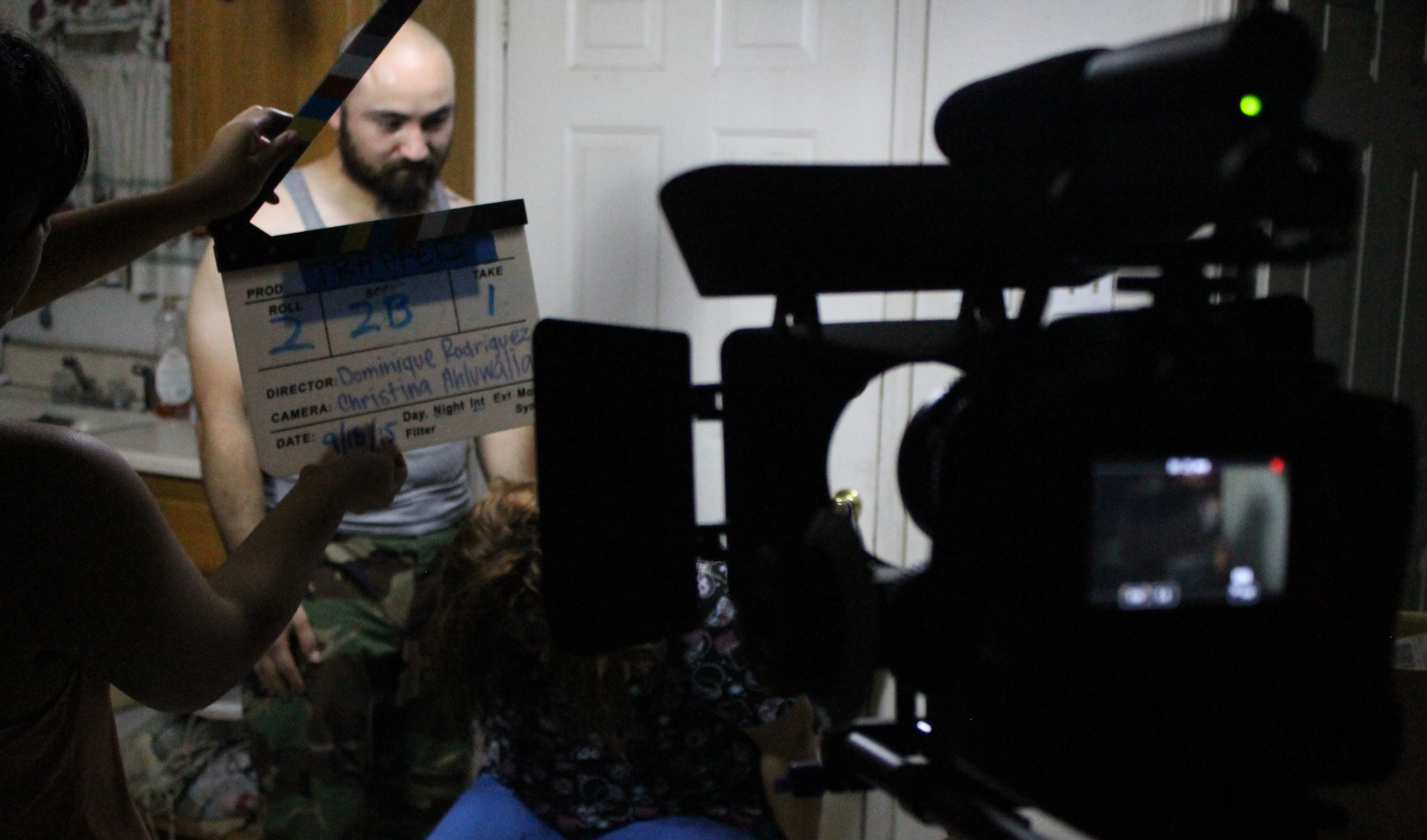 Behind the scenes photo of the Short Film TRAPPED